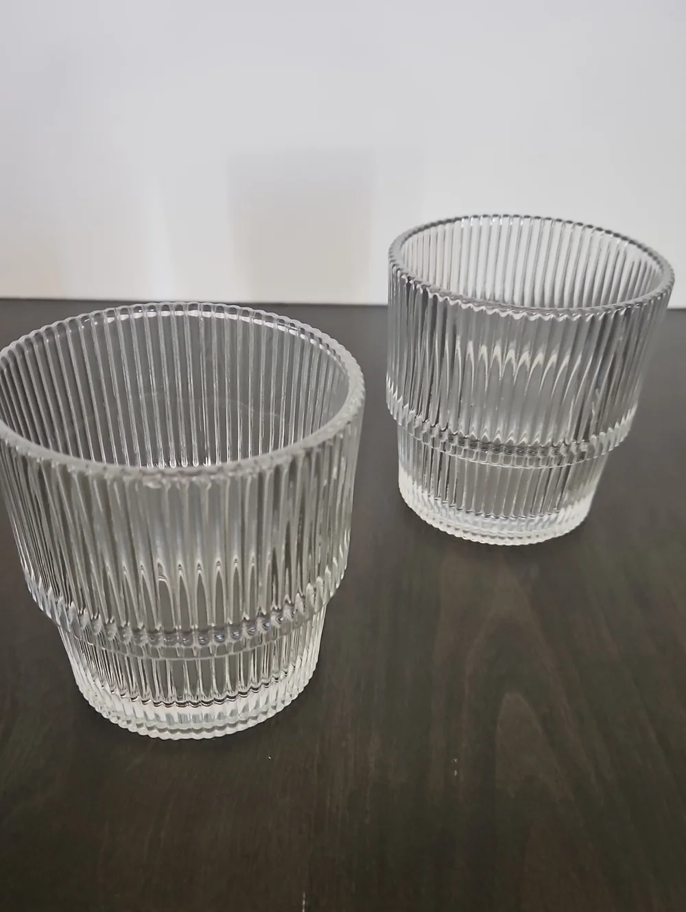 Crate&Barrel Set Of 2 Atwell 11-Oz. Stackable Ribbed Double Old Fashioned Glass